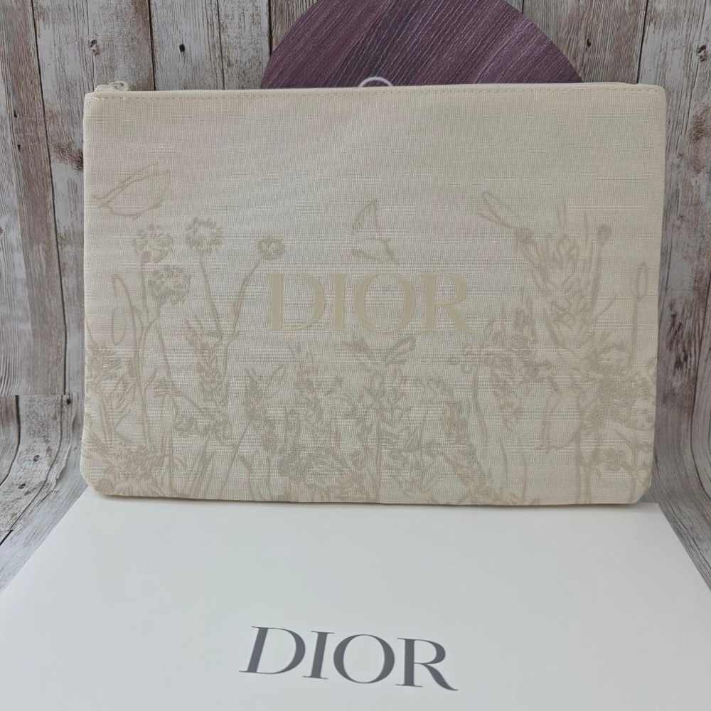Dior Beige Floral Pouch - Picture 1 of 8